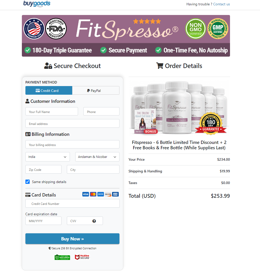 Iitspresso Secure Order Form